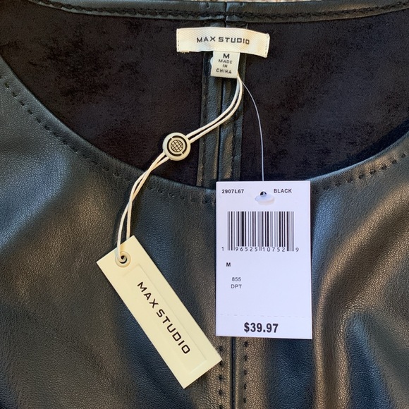 Max Studio Black Leather Dress Nordstrom Size Medium - Picture 3 of 7